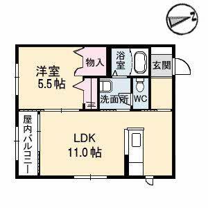 フロレセル松浜町(1LDK/1階)の間取り写真