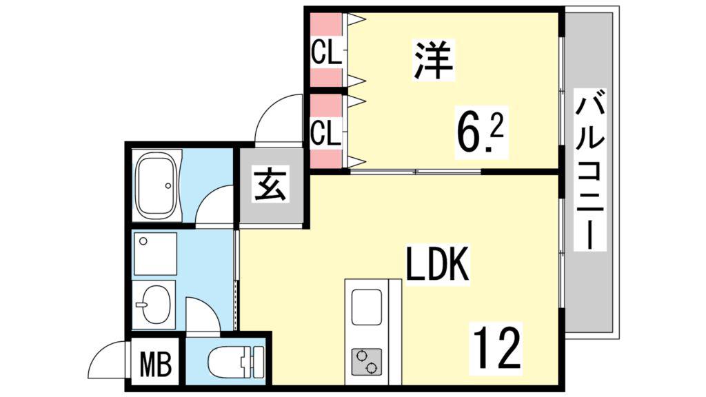 プリオーレリベルタ(1LDK/2階)の間取り写真