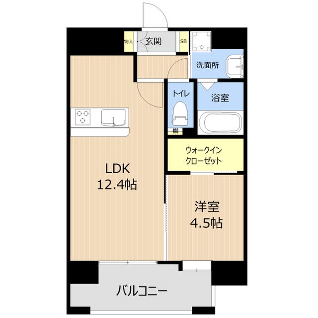 LIBTH熊本駅東(1LDK/6階)の間取り写真
