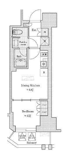 ディームス蔵前RESIDENCE(1DK/3階)の間取り写真