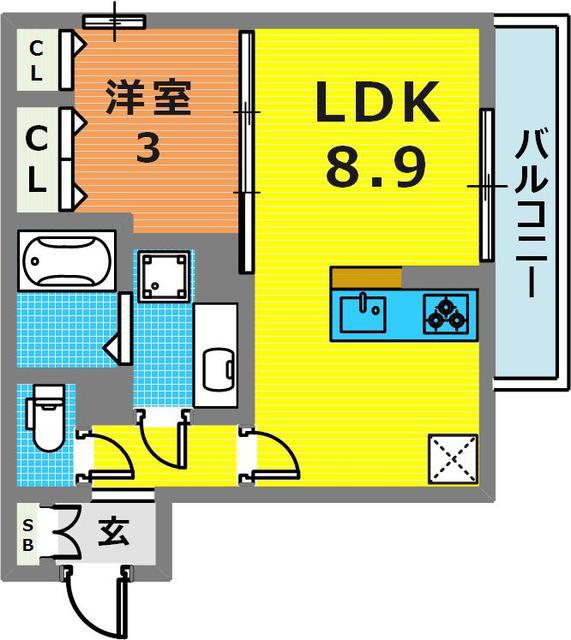 AQUILA上筒井(1LDK/3階)の間取り写真