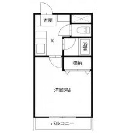 グランディール矢三D(1K/3階)の間取り写真