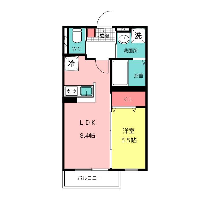 サクラテラス 箱崎宮(1LDK/2階)の間取り写真