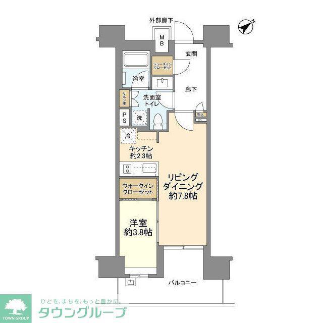 ブランズ芝浦(1LDK/7階)の間取り写真