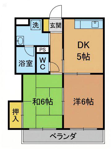 アビタ武蔵野(2DK/2階)の間取り写真