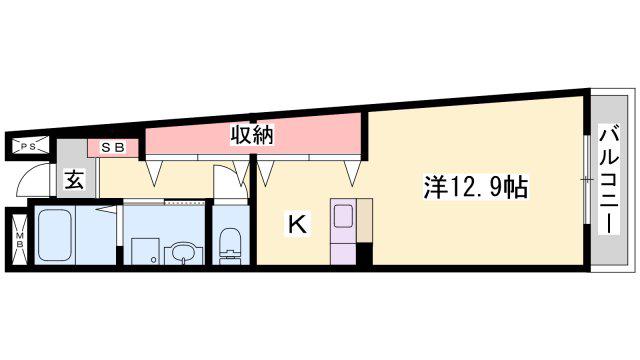 ボニート カージェIII(1K/2階)の間取り写真