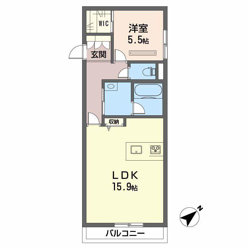 シャーメゾン エステティカ(1LDK/2階)の間取り写真