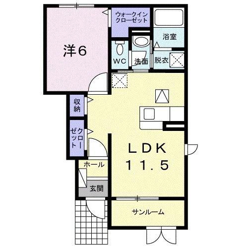 ダンディライオン(1LDK/1階)の間取り写真