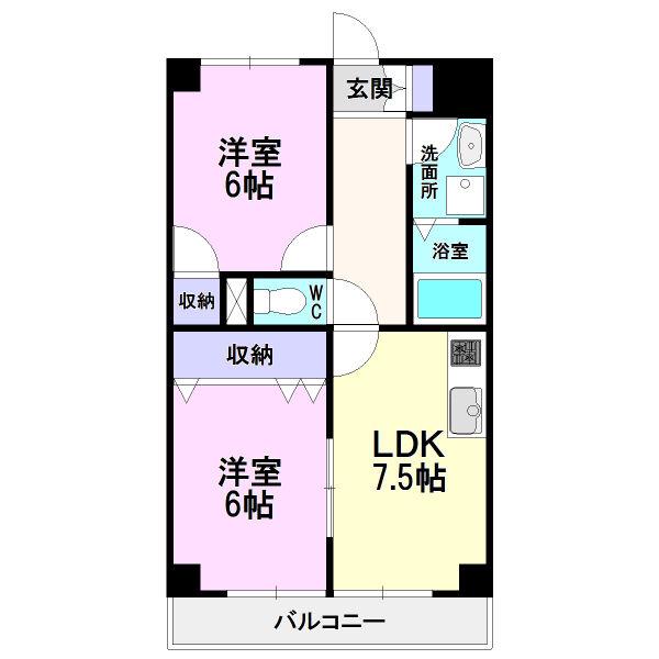 アドラーブル鳥羽見(2DK/1階)の間取り写真