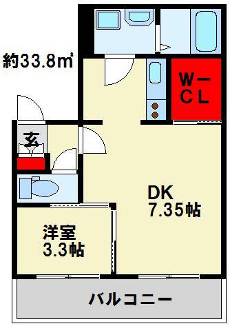 ラフィーネ門司港(1LDK/2階)の間取り写真