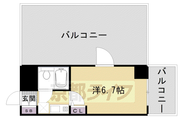 DETOM-1 京都外大南(1K/8階)の間取り写真
