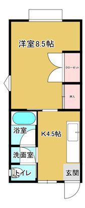 ステーツ今井II(1DK/1階)の間取り写真