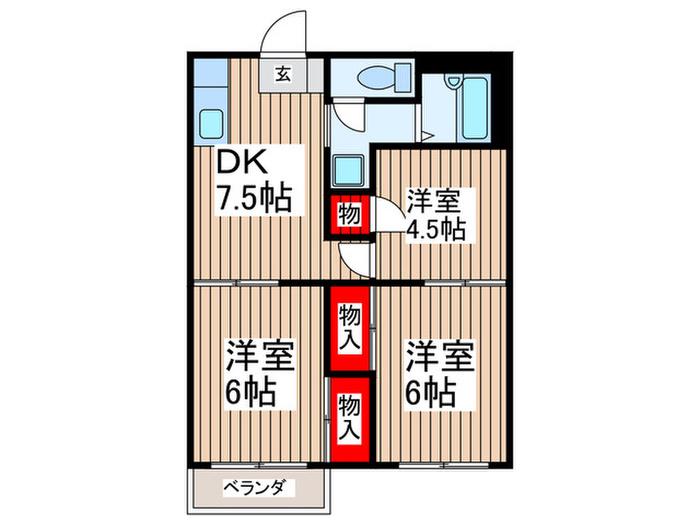 プラザ幸喜(3DK/3階)の間取り写真