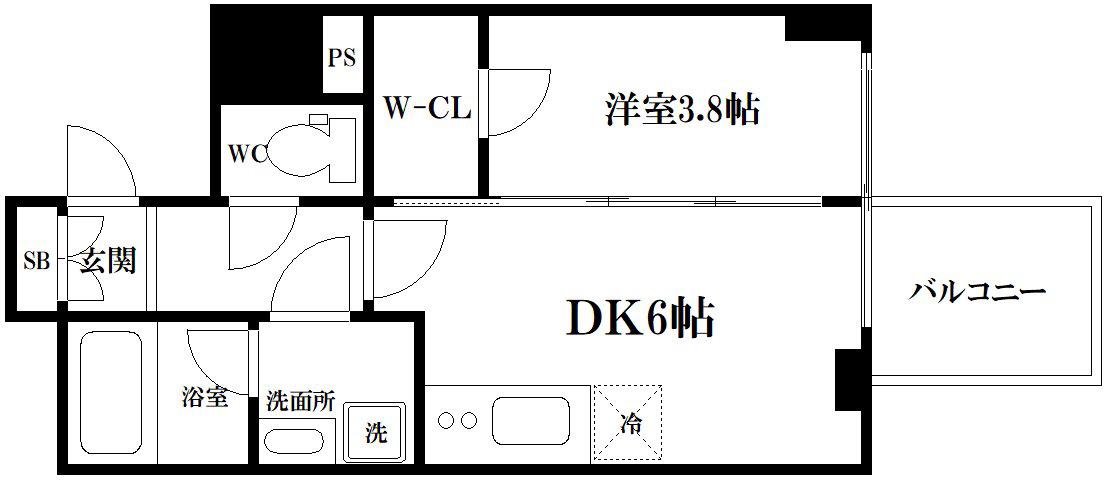 RISING MAISON 本町橋(1DK/6階)の間取り写真