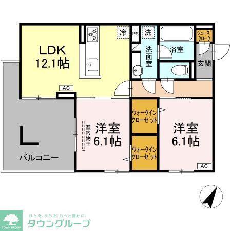 フェリーチェ(2LDK/2階)の間取り写真