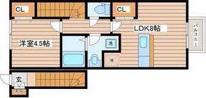TERRACE太子堂(1LDK/2階)の間取り写真
