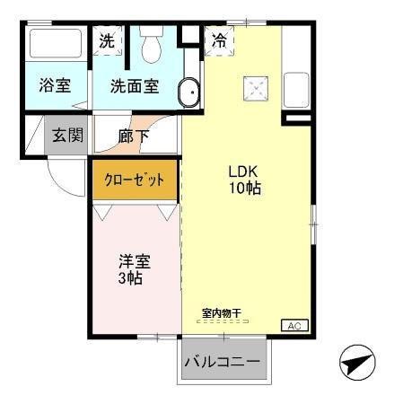 ピュアマインドC102(1LDK/1階)の間取り写真