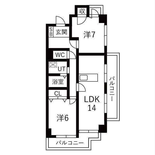 メゾン深山(2LDK/4階)の間取り写真
