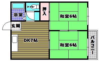 寿里マンション(2DK/2階)の間取り写真