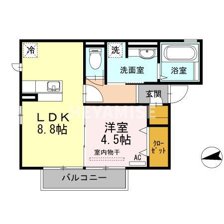 エスポワールK(1LDK/2階)の間取り写真