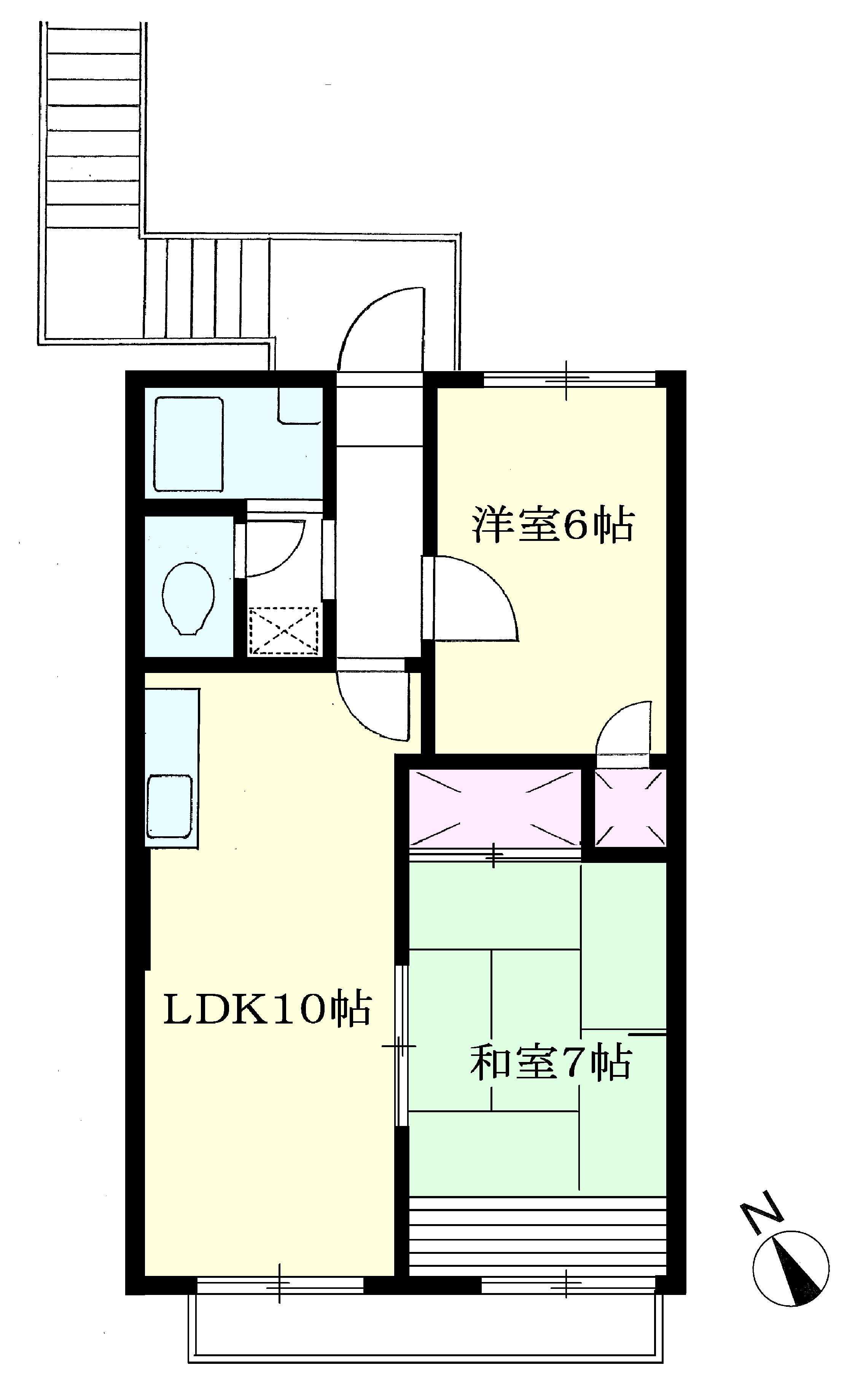 野崎ハウス(2LDK/2階)の間取り写真