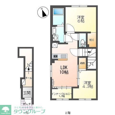 ヴェルジュ(2LDK/2階)の間取り写真