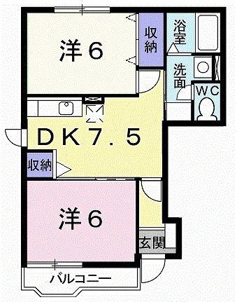 シュクセ・ベージョII(2DK/1階)の間取り写真