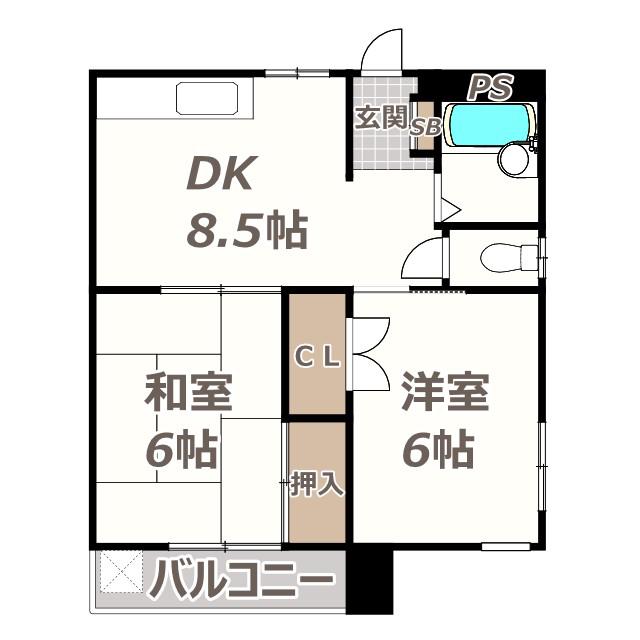 コーポ澄(2DK/2階)の間取り写真