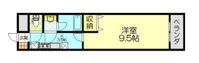 グリーンヒルズ山王(1K/4階)の間取り写真