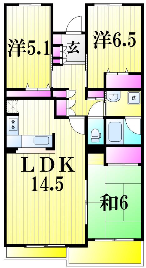 ISM南柏(3LDK/1階)の間取り写真