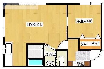コーポ木村(1LDK/1階)の間取り写真