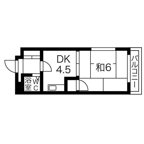 ラスゥール(1DK/3階)の間取り写真