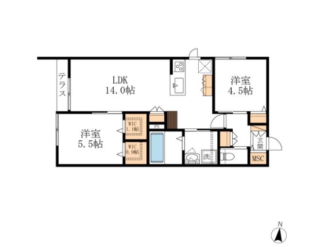 FAMILIA A(2LDK/2階)の間取り写真