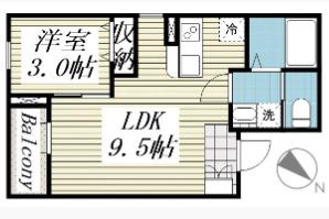 ブロッサムテラス(1LDK/2階)の間取り写真