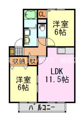 サンボナール(2LDK/2階)の間取り写真