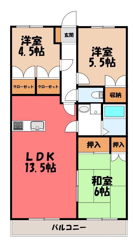グランビュー21(3LDK/2階)の間取り写真
