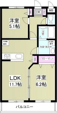 ソルグランデ(2LDK/3階)の間取り写真