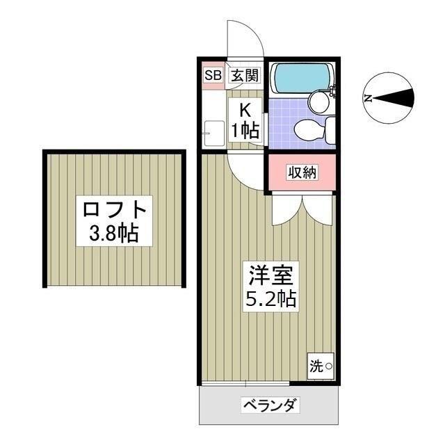 ロゼリア(1K/1階)の間取り写真