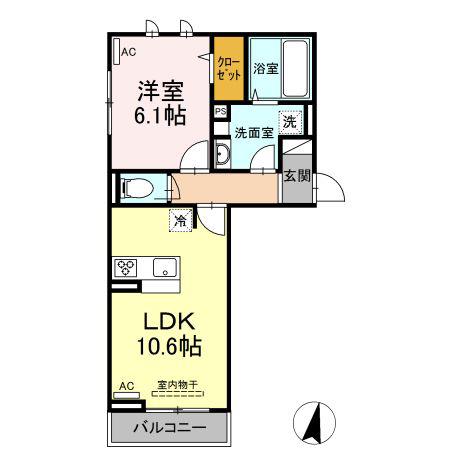 夢りんどうVI(1LDK/3階)の間取り写真