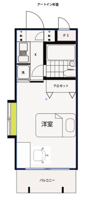 アートイン 杉並(1K/4階)の間取り写真
