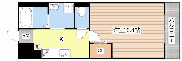 アメニティヤス(1K/2階)の間取り写真