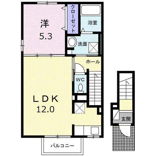 西石井5丁目アパートI-II(1LDK/2階)の間取り写真