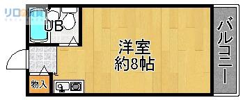 ジャルダン宝塚弐番館(ワンルーム/2階)の間取り写真