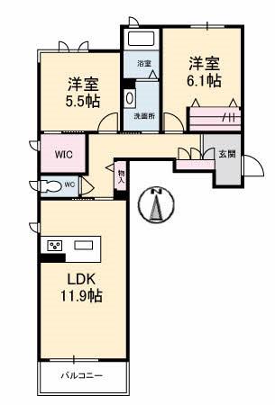 シャーメゾンアイシス(2LDK/1階)の間取り写真