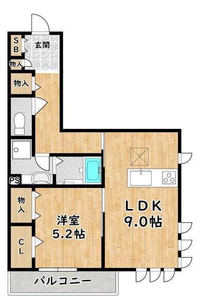 M.J TSUKUDA壱番館(1LDK/1階)の間取り写真