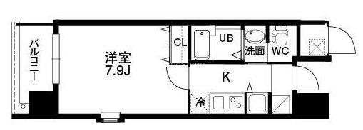 クラウンハイム北心斎橋フラワーコート(1K/2階)の間取り写真
