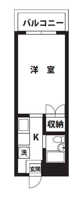 パークサイドさがみ野(1K/1階)の間取り写真