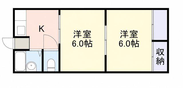 サンハイツB(2K/2階)の間取り写真