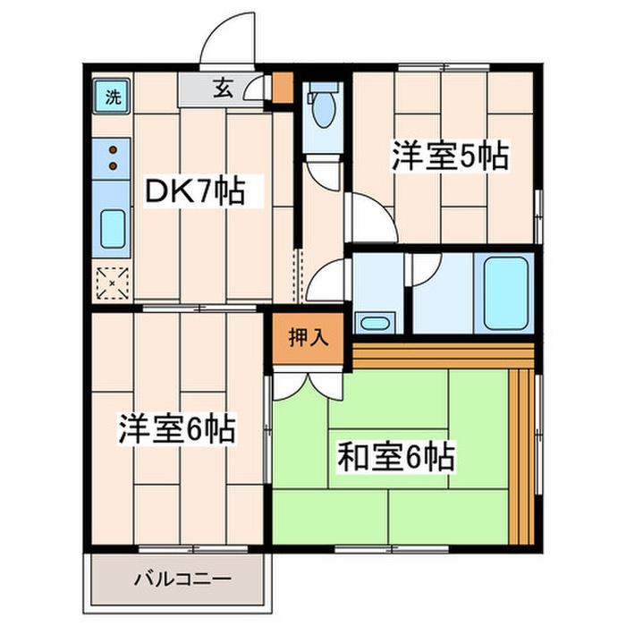 グランドヒル(3DK/2階)の間取り写真