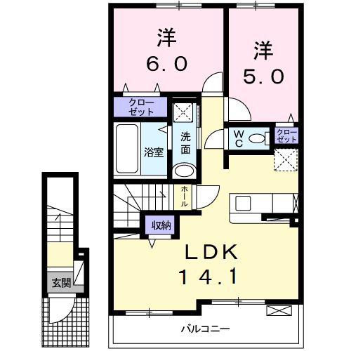 ポライト・カーサ(2LDK/2階)の間取り写真